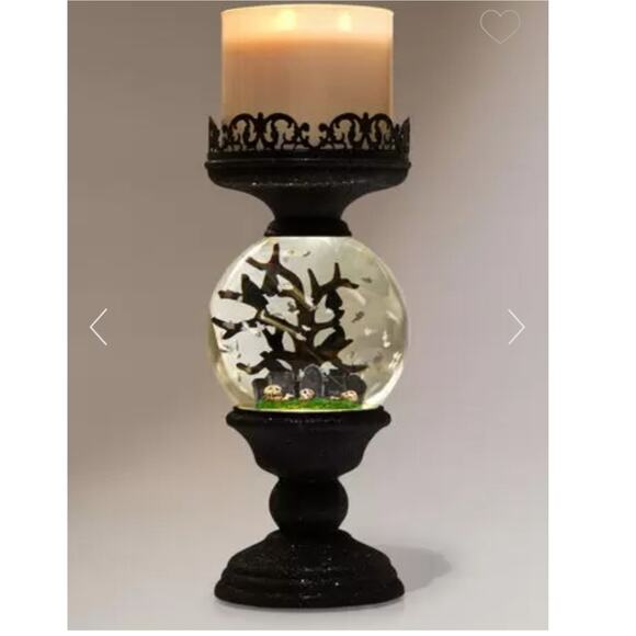 HALLOWEEN CEMETERY PEDESTAL WATER GLOBE CANDLE HOLDER by Bath and Body Works - Picture 4 of 6